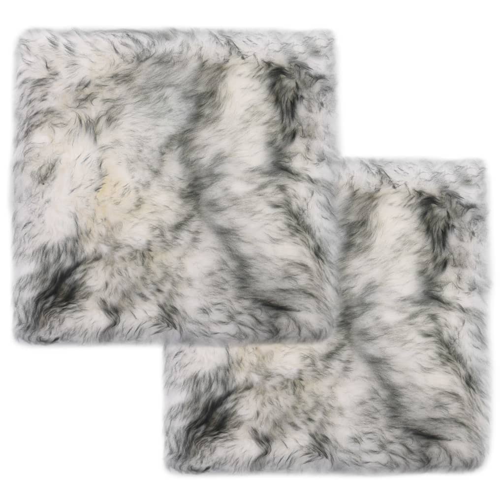 Almofadas cadeira 2 pcs 40x40cm pele carneiro cinzento mesclado