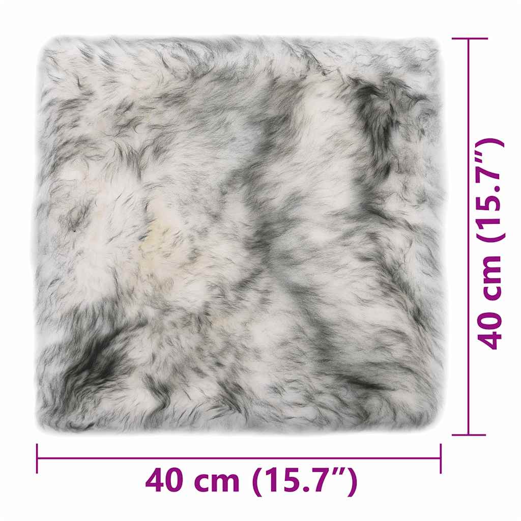 Almofadas cadeira 2 pcs 40x40cm pele carneiro cinzento mesclado
