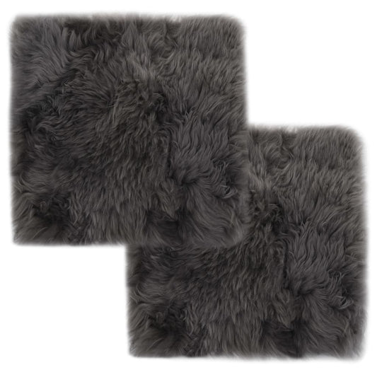 Almofadas p/ cadeira 2 pcs 40x40cm pele carneiro cinzento-claro