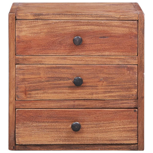 Mesa cabeceira 3 gavetas 35x25x35 cm madeira de mogno maciça