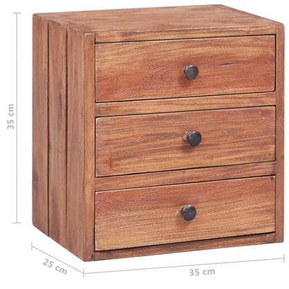 Mesa cabeceira 3 gavetas 35x25x35 cm madeira de mogno maciça