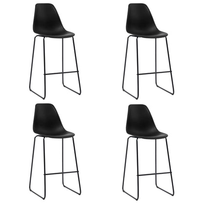 Cadeiras de bar 4 pcs plástico preto