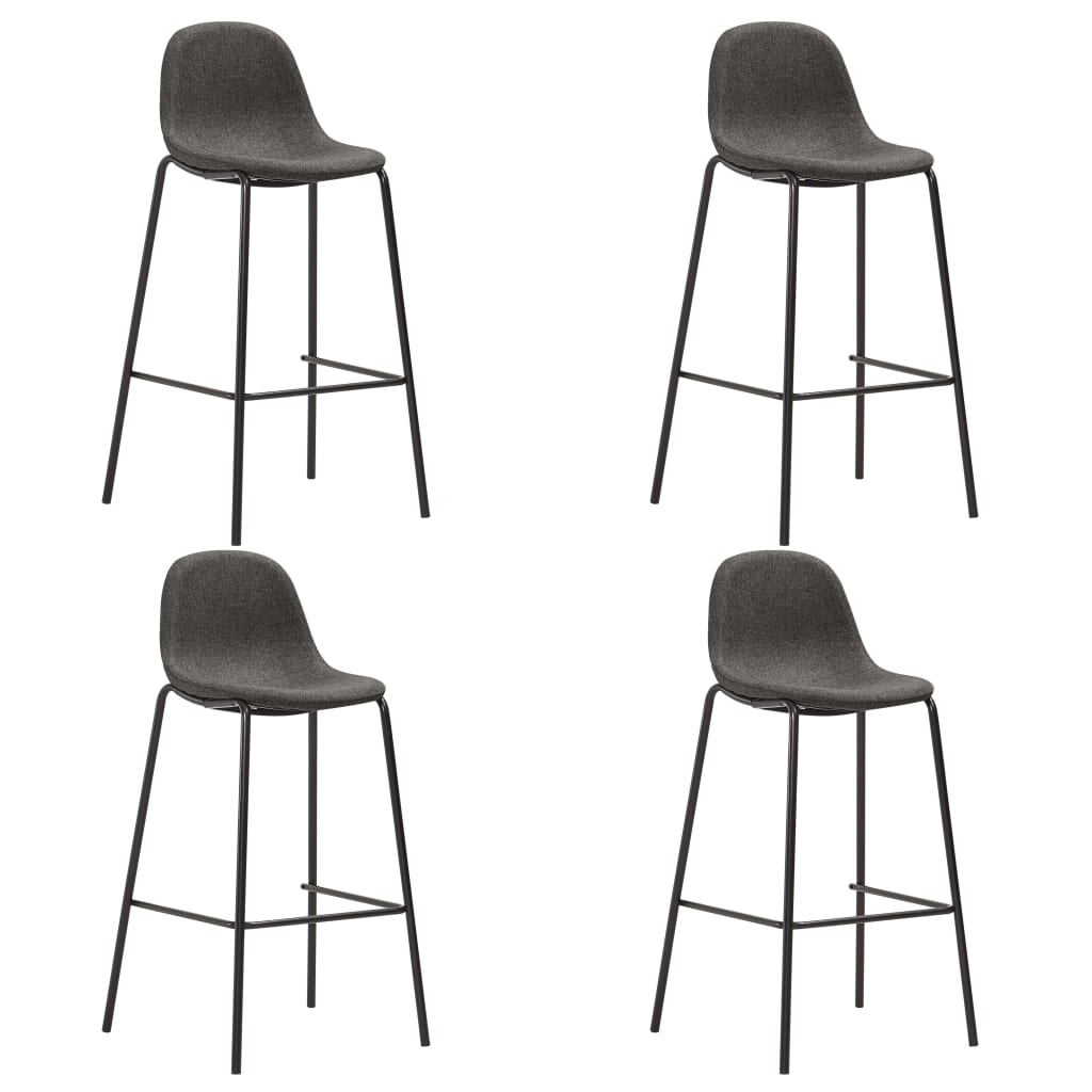 Cadeiras de bar 4 pcs tecido cinzento-escuro
