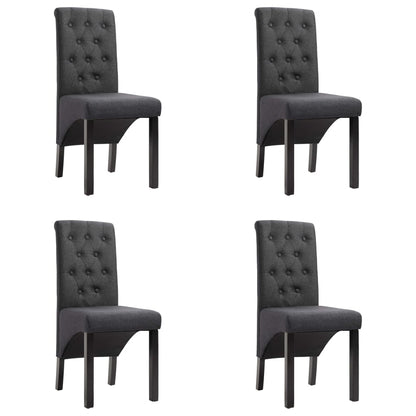 Cadeiras de jantar 4 pcs tecido cinzento-escuro