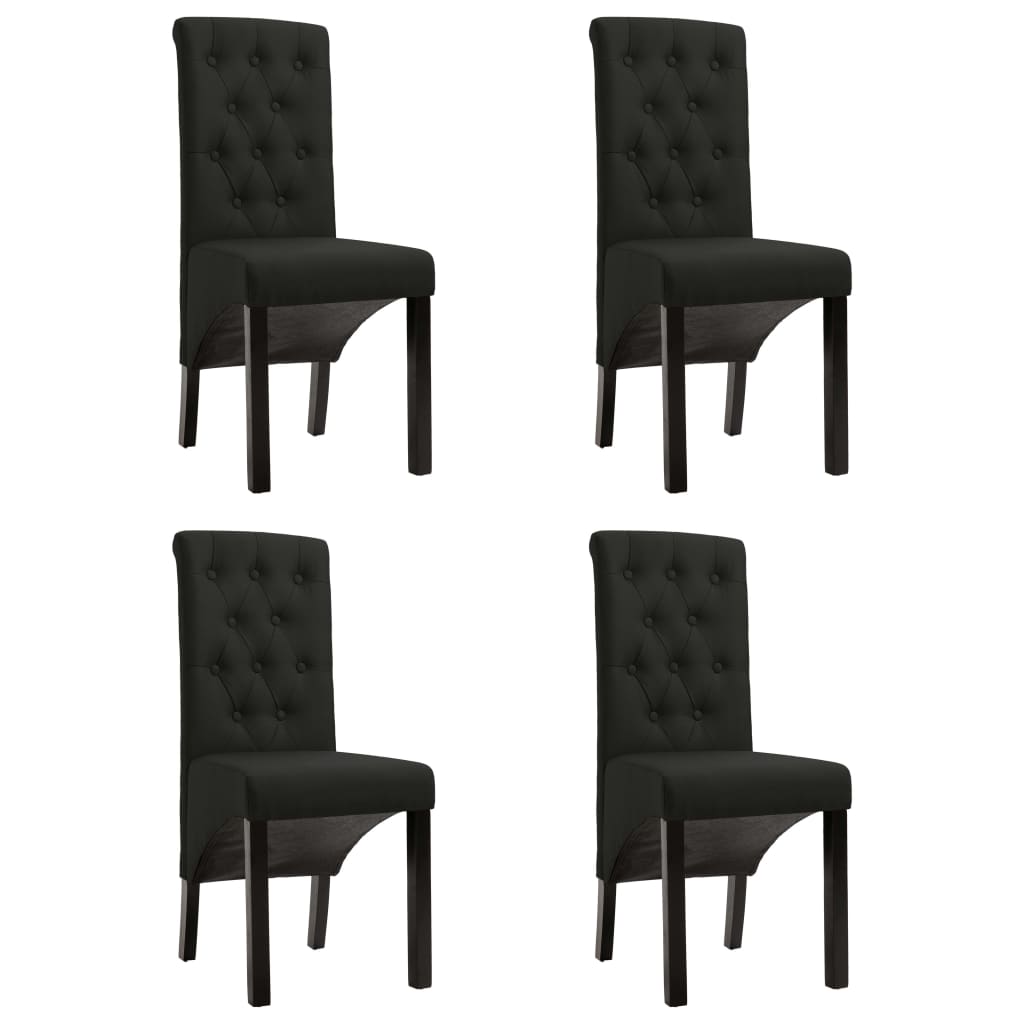 Cadeiras de jantar 4 pcs tecido preto