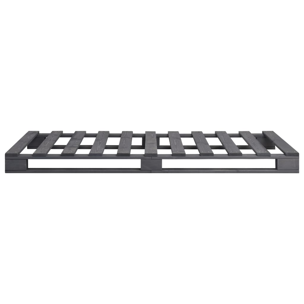 Estrutura de cama em paletes pinho maciço 90x200 cm cinzento