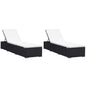 Espreguiçadeiras com almofadões 2 pcs vime PE preto