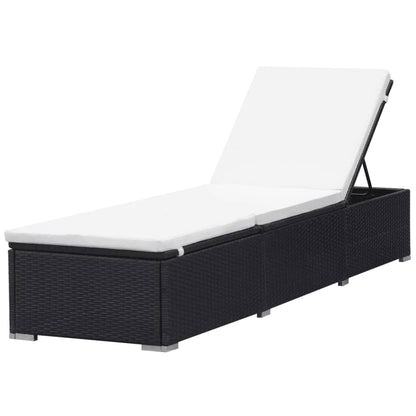 Espreguiçadeiras com almofadões 2 pcs vime PE preto