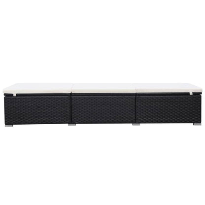 Espreguiçadeiras com almofadões 2 pcs vime PE preto