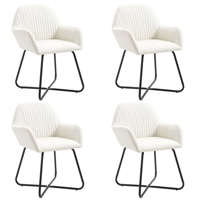 Cadeiras de jantar 4 pcs tecido cor creme