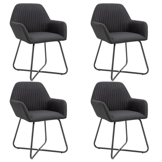 Cadeiras de jantar 4 pcs tecido preto