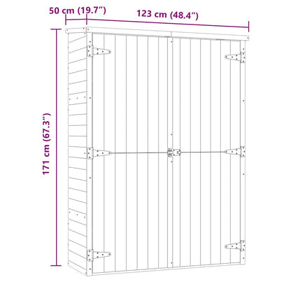 Abrigo p/ ferramentas de jardim 123x50x171 cm pinho impregnado