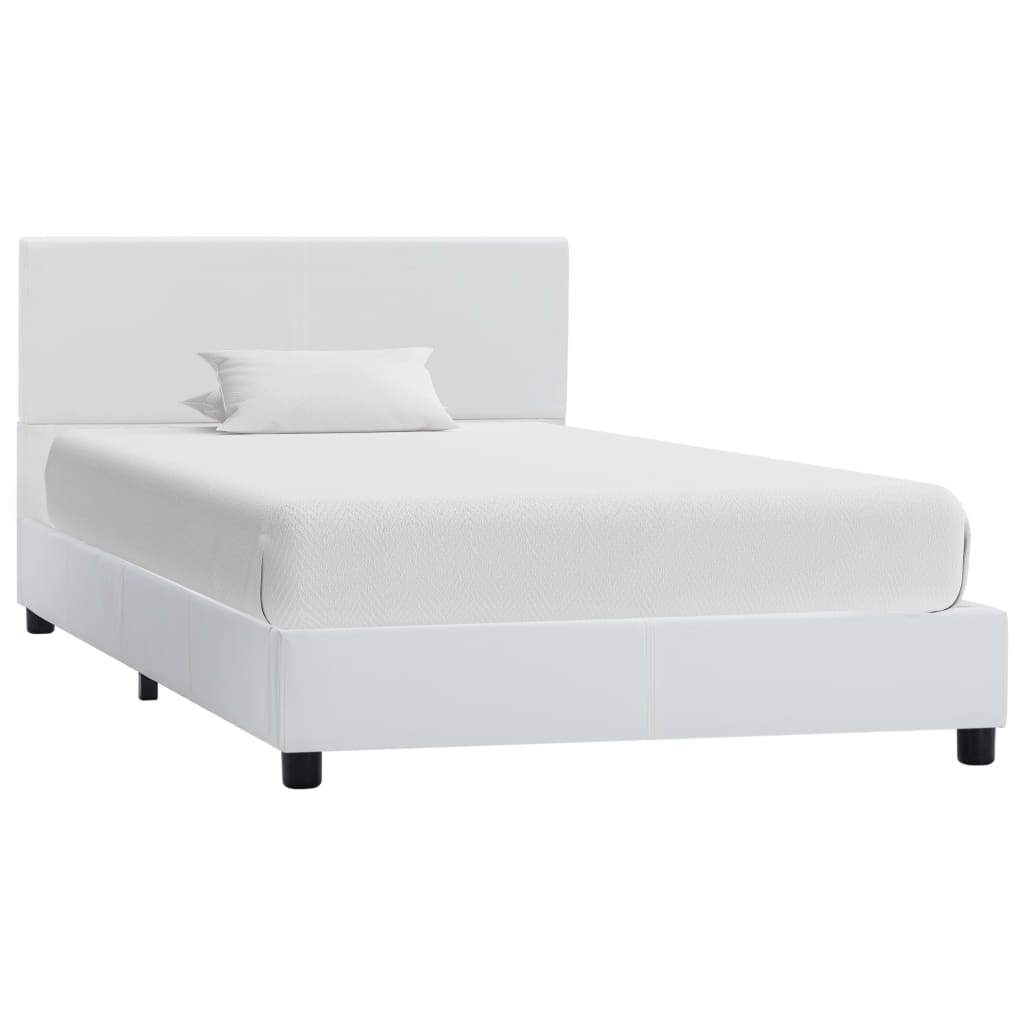Estrutura de cama 90x200 cm couro artificial branco
