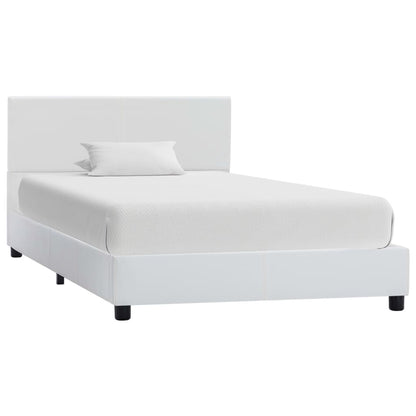 Estrutura de cama 90x200 cm couro artificial branco