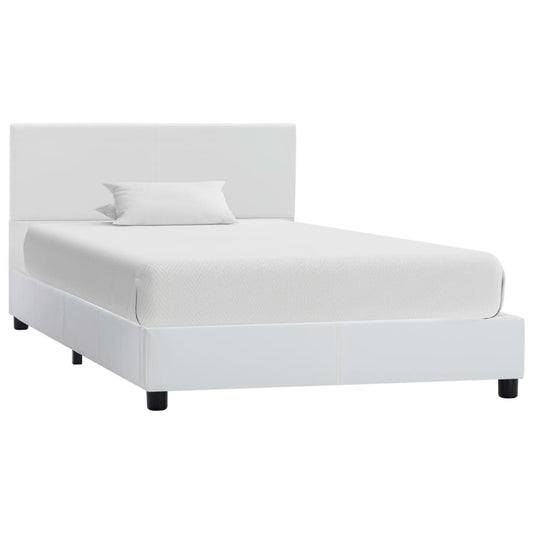 Estrutura de cama 90x200 cm couro artificial branco