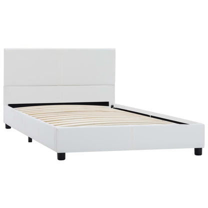 Estrutura de cama 90x200 cm couro artificial branco