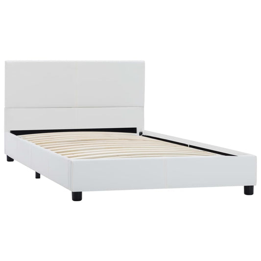 Estrutura de cama 90x200 cm couro artificial branco