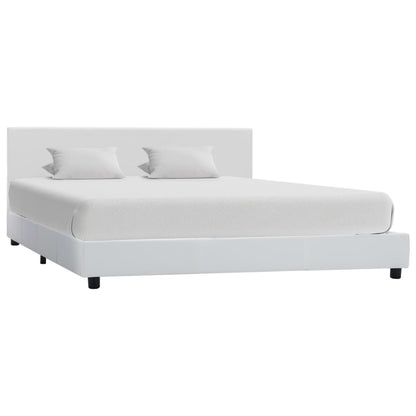 Estrutura de cama 140x200 cm couro artificial branco