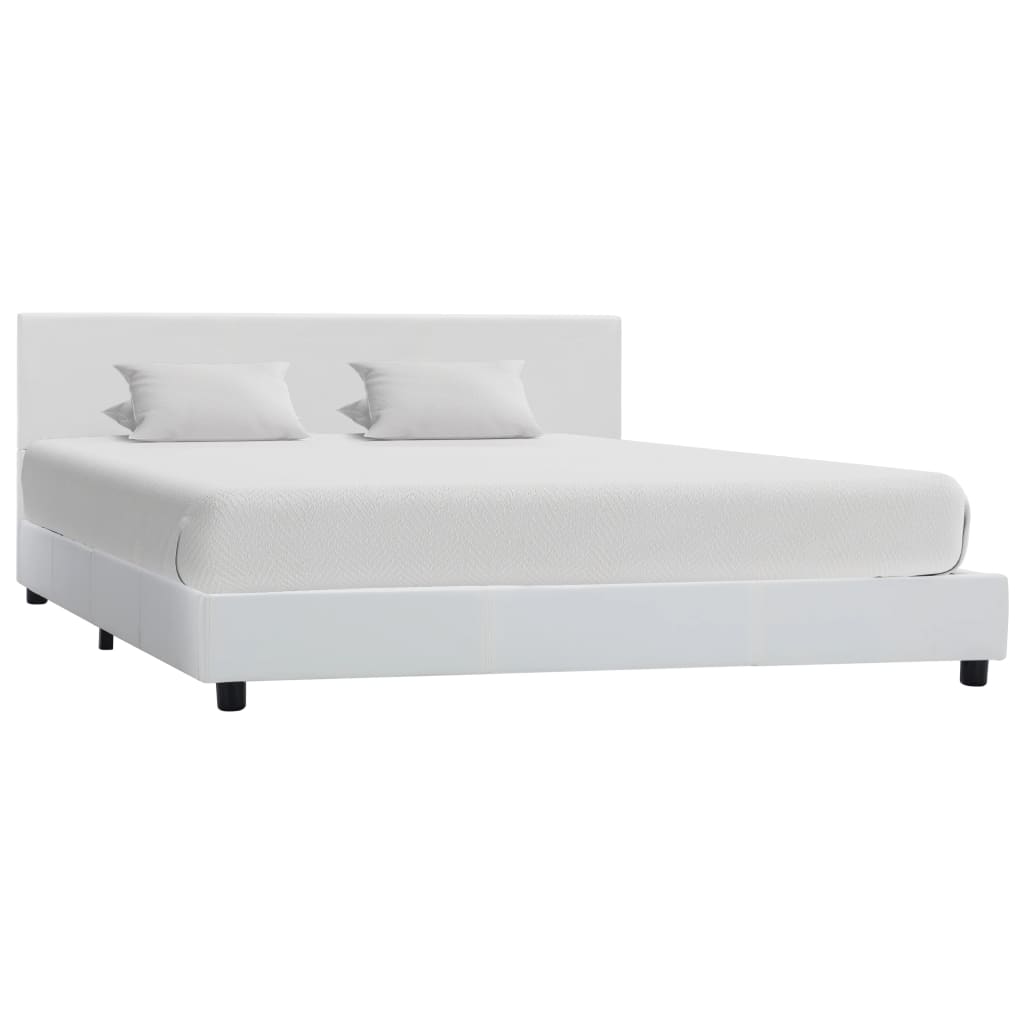 Estrutura de cama 160x200 cm couro artificial branco
