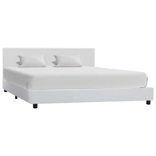 Estrutura de cama 160x200 cm couro artificial branco