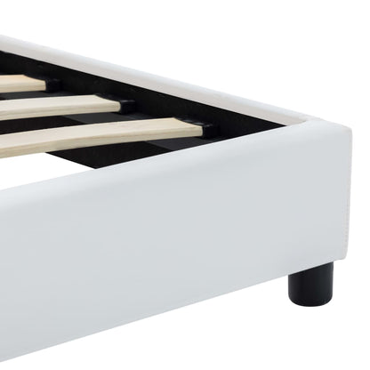 Estrutura de cama 160x200 cm couro artificial branco