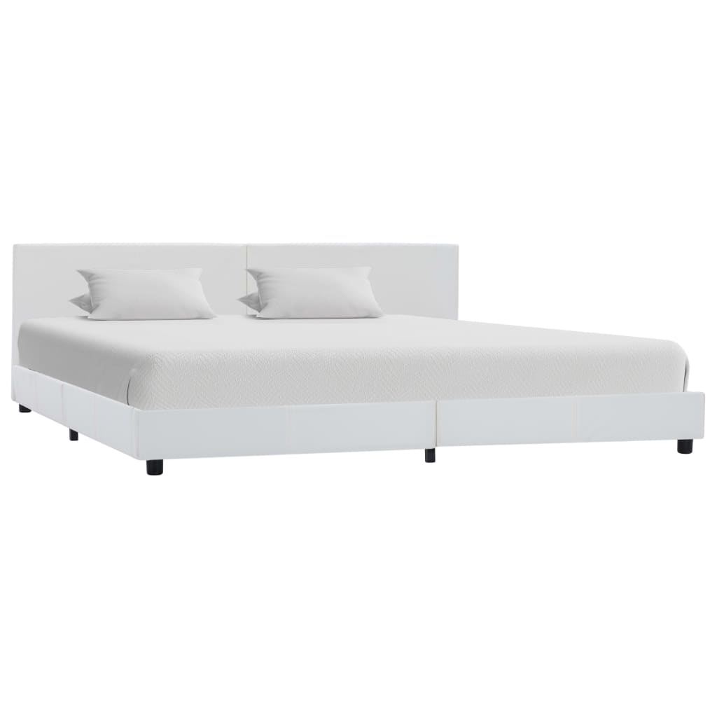 Estrutura de cama em couro artificial 180x200 cm branco
