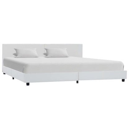 Estrutura de cama em couro artificial 180x200 cm branco