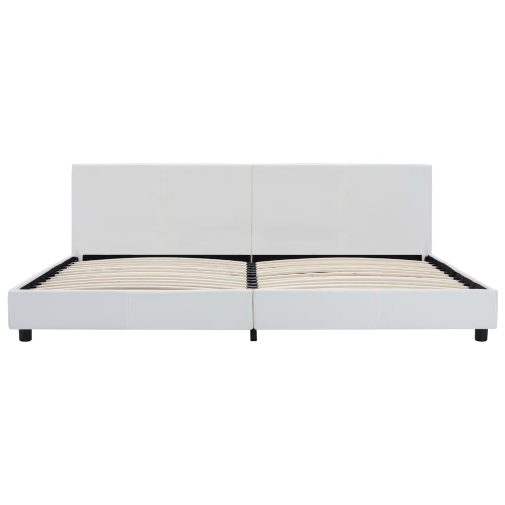Estrutura de cama em couro artificial 180x200 cm branco