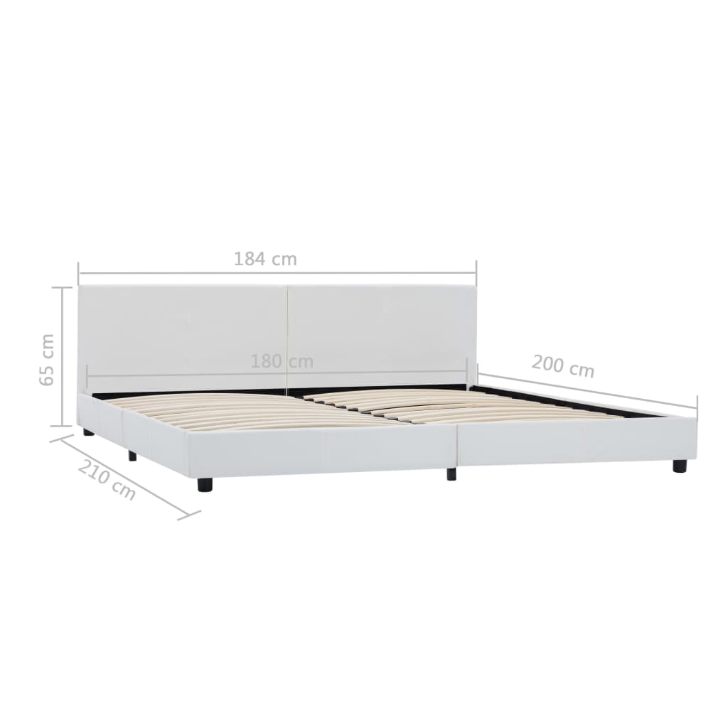 Estrutura de cama em couro artificial 180x200 cm branco