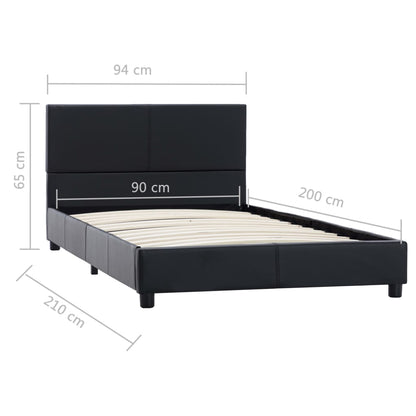 Estrutura de cama 90x200 cm couro artificial preto