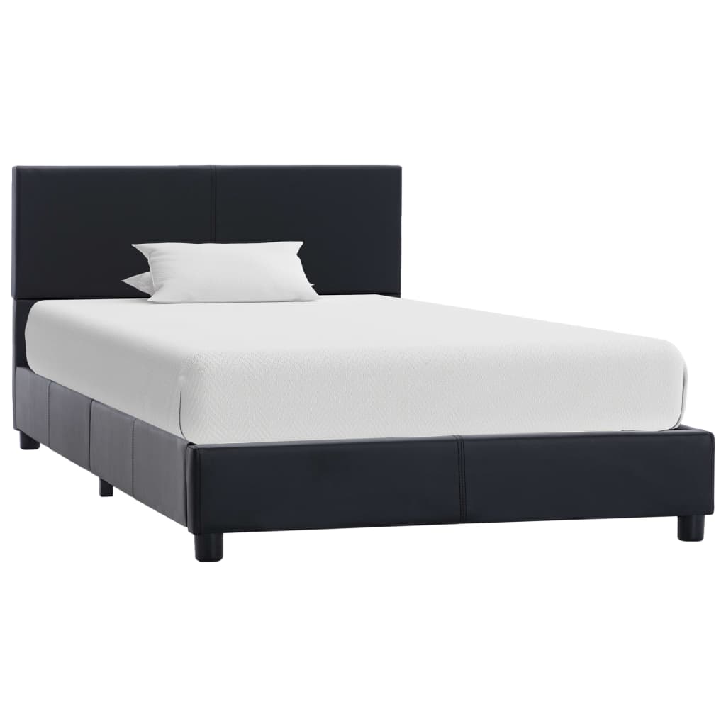 Estrutura de cama 100x200 cm couro artificial preto