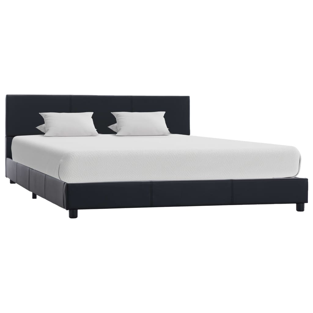 Estrutura de cama 120x200 cm couro artificial preto