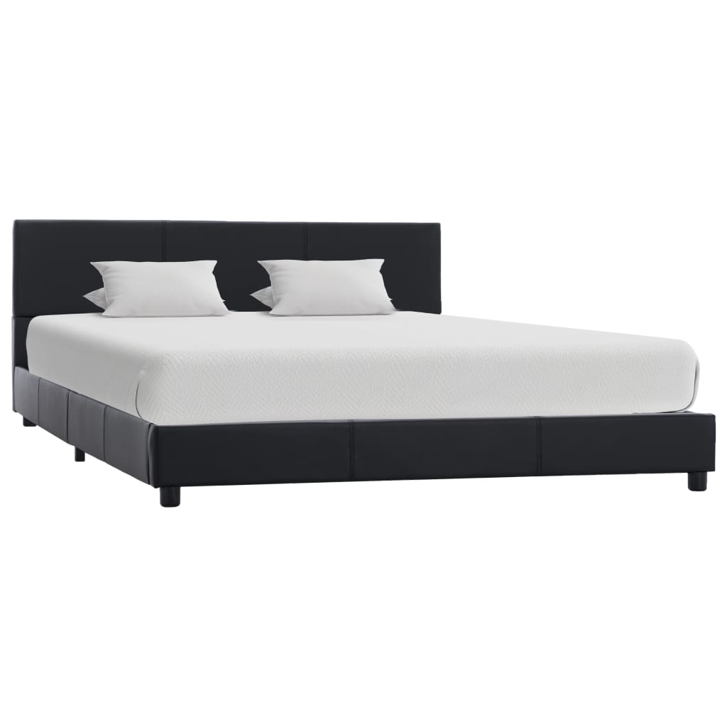 Estrutura de cama 140x200 cm couro artificial preto