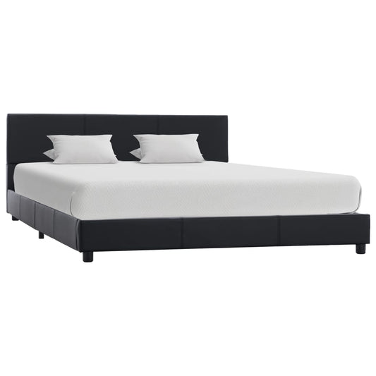 Estrutura de cama 140x200 cm couro artificial preto