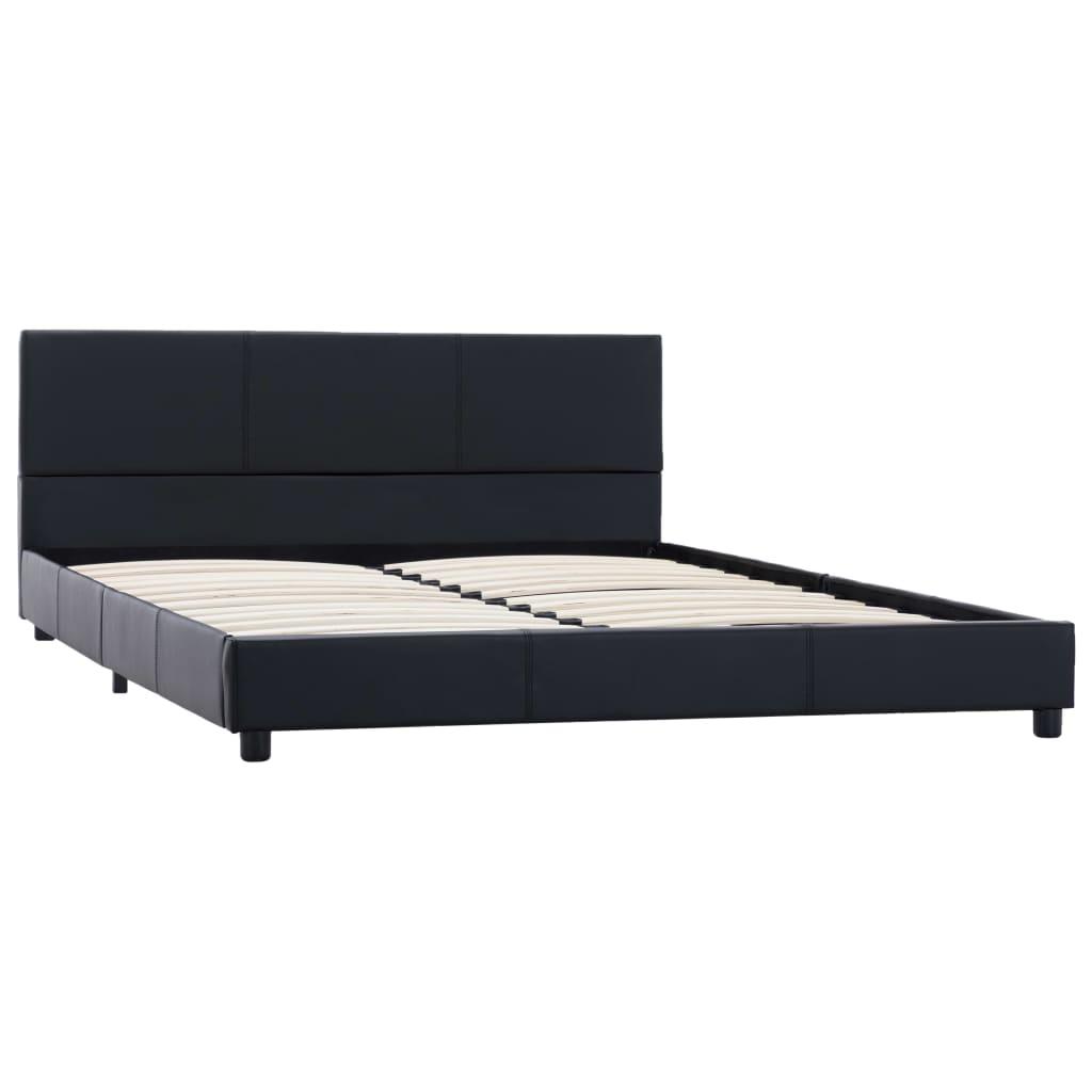 Estrutura de cama 140x200 cm couro artificial preto