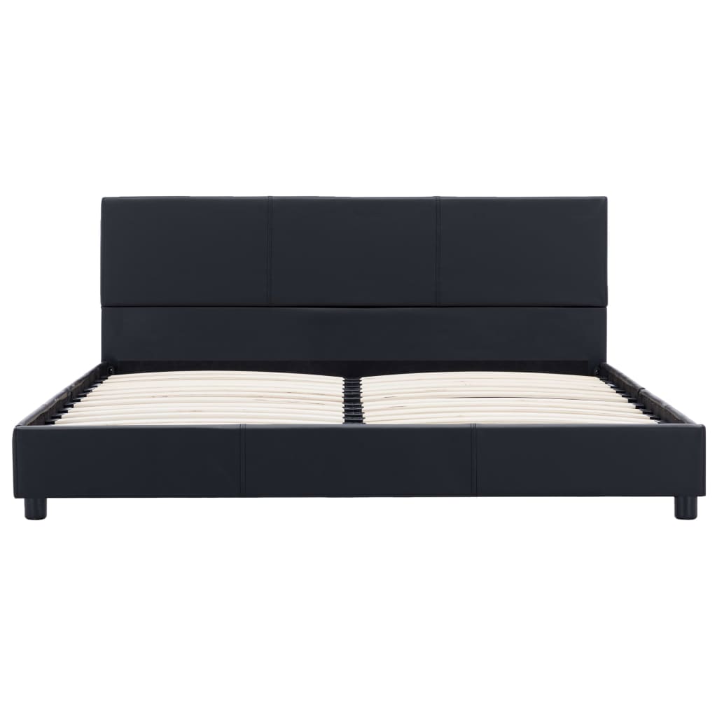 Estrutura de cama 140x200 cm couro artificial preto
