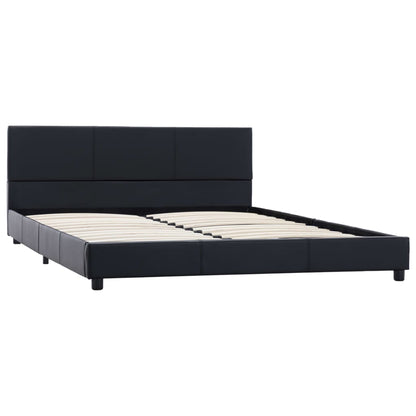 Estrutura de cama 160x200 cm couro artificial preto