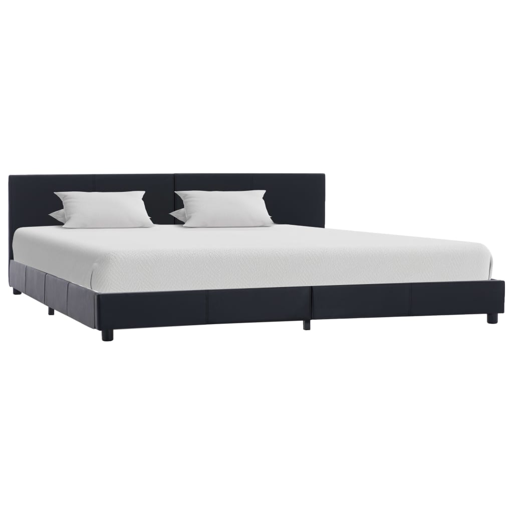 Estrutura de cama 180x200 cm couro artificial preto