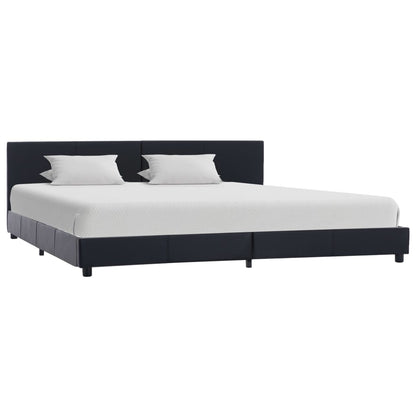 Estrutura de cama 180x200 cm couro artificial preto
