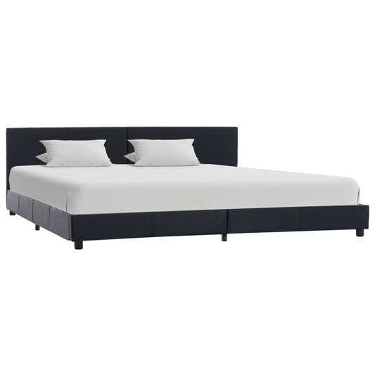 Estrutura de cama 180x200 cm couro artificial preto