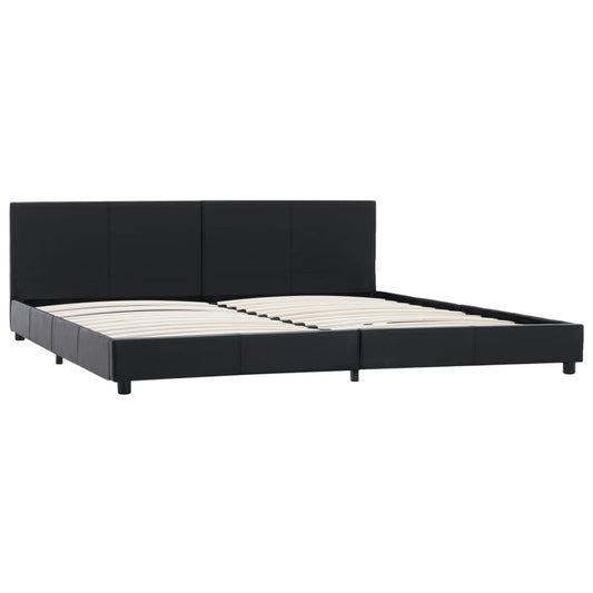 Estrutura de cama 180x200 cm couro artificial preto