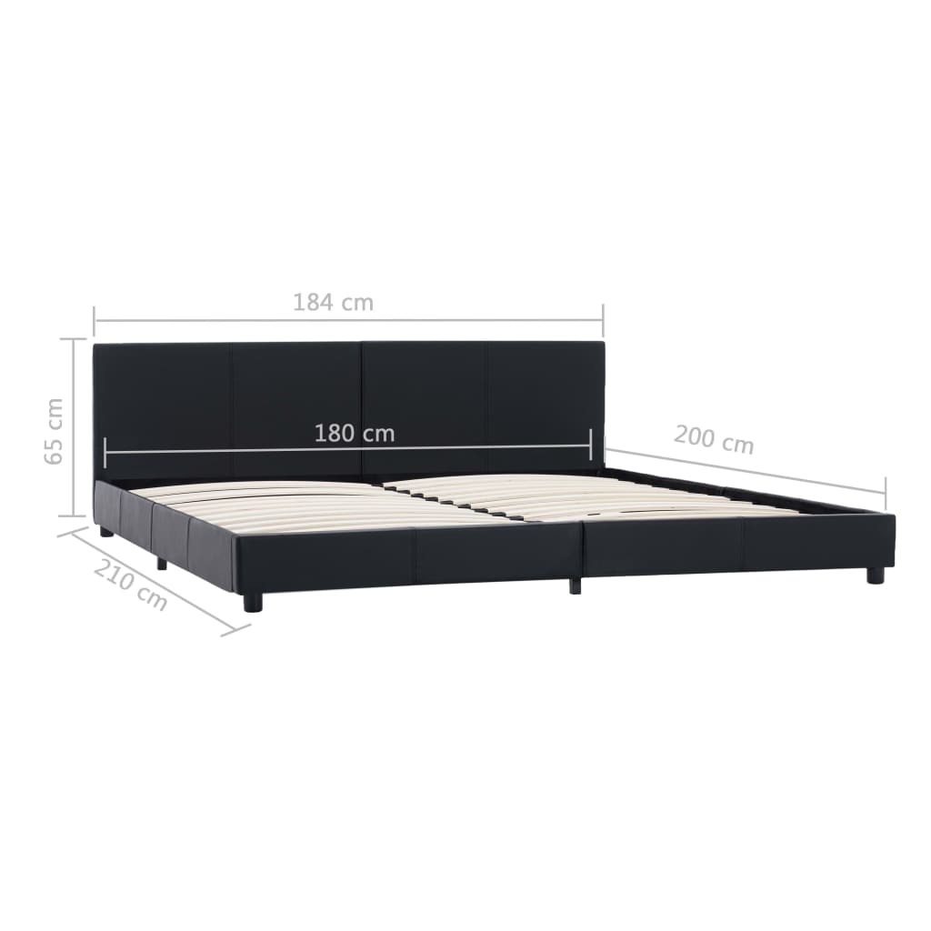 Estrutura de cama 180x200 cm couro artificial preto