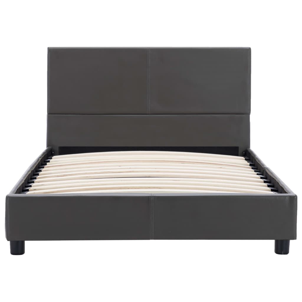 Estrutura de cama 90x200 cm couro artificial cinzento