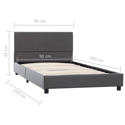 Estrutura de cama 90x200 cm couro artificial cinzento