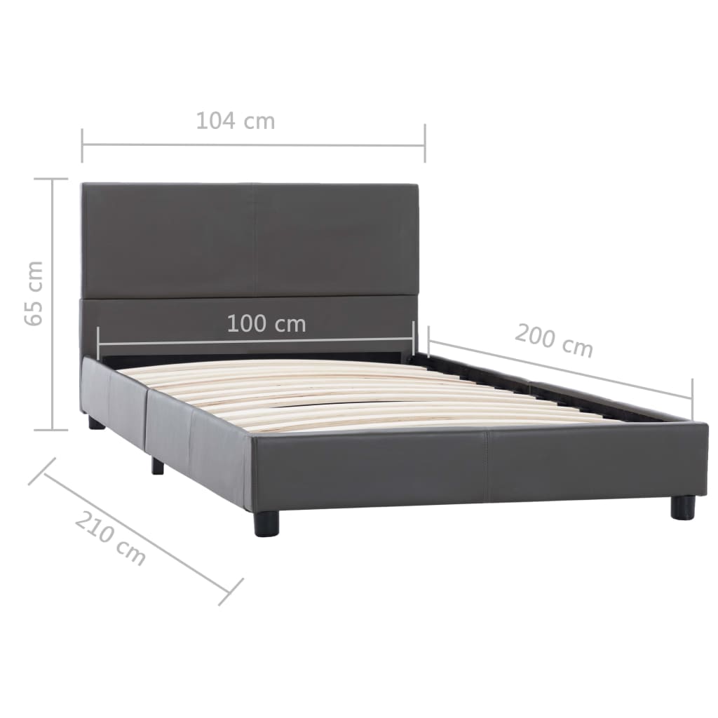 Estrutura de cama 100x200 cm couro artificial cinzento