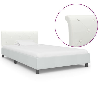 Estrutura de cama 90x200 cm couro artificial branco
