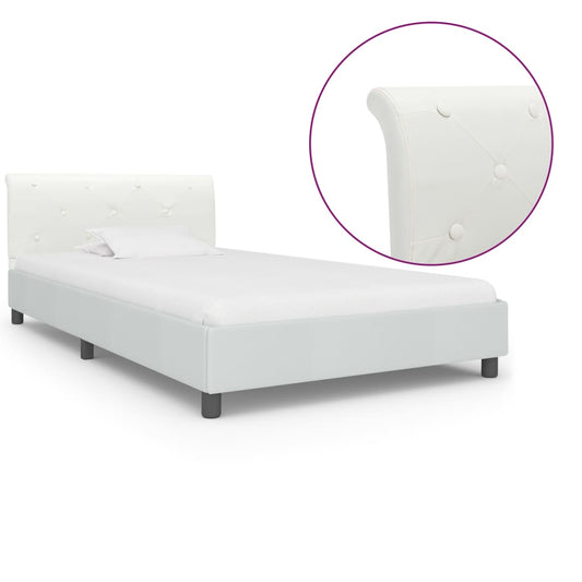 Estrutura de cama 90x200 cm couro artificial branco