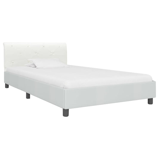 Estrutura de cama 90x200 cm couro artificial branco
