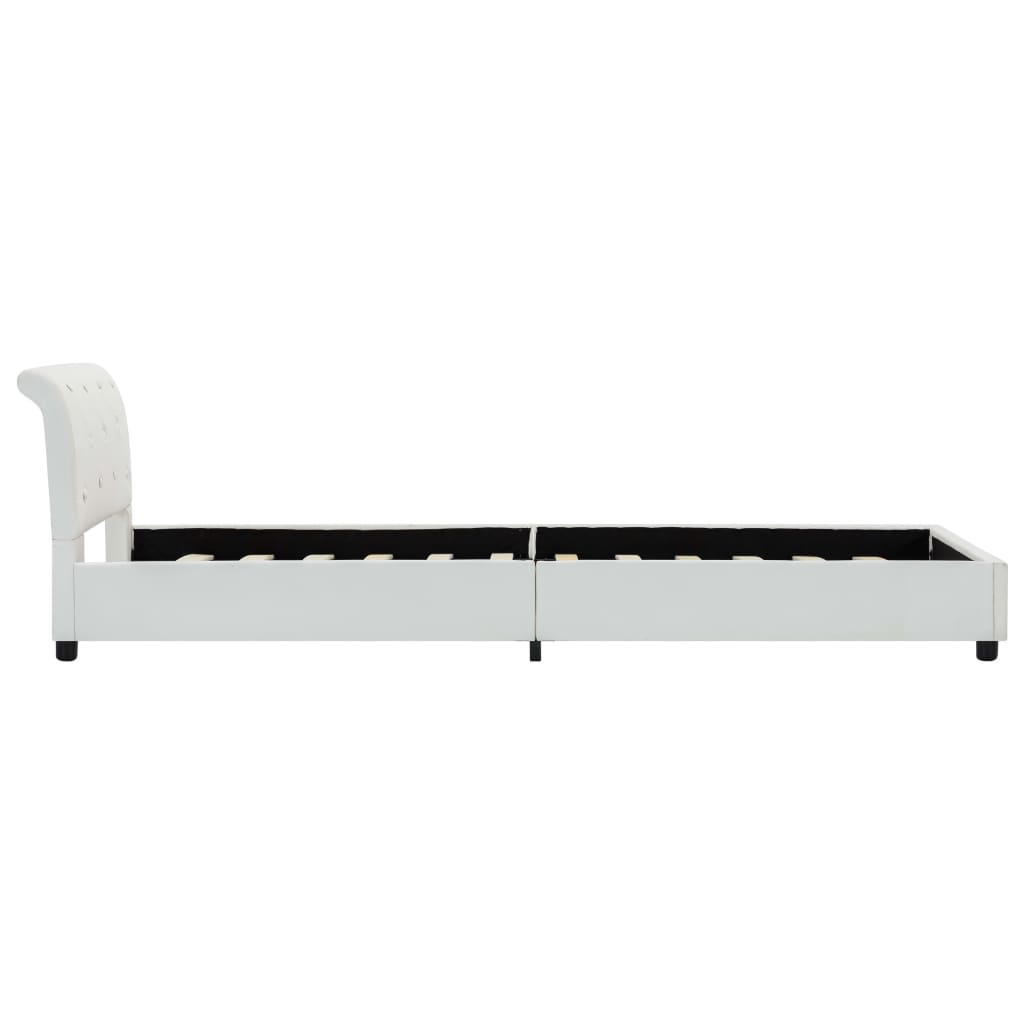 Estrutura de cama 90x200 cm couro artificial branco