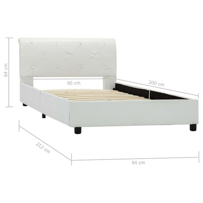 Estrutura de cama 90x200 cm couro artificial branco